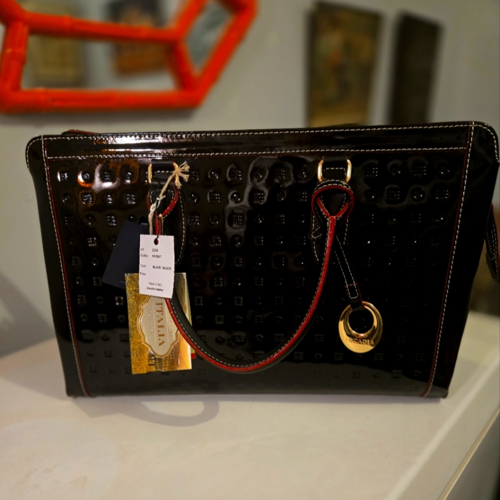 Large Arcadia, Black Top Handle Tote